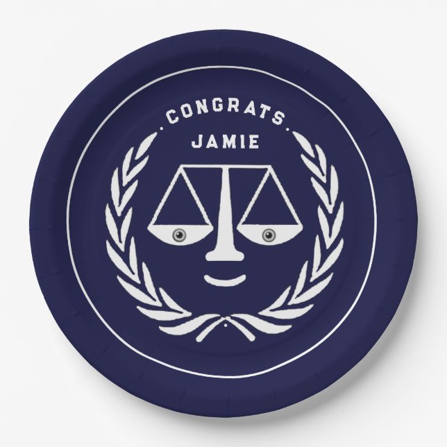 Law School Graduation Blue Paper Plates (Front)