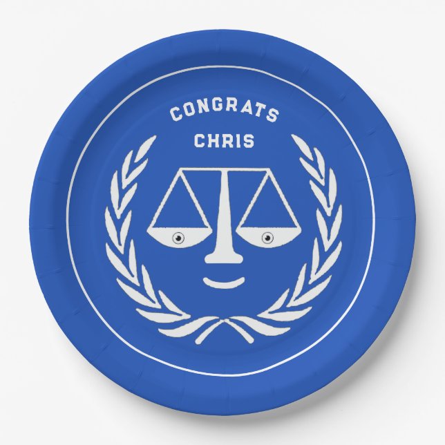 Law School Graduation Blue Paper Plates (Front)