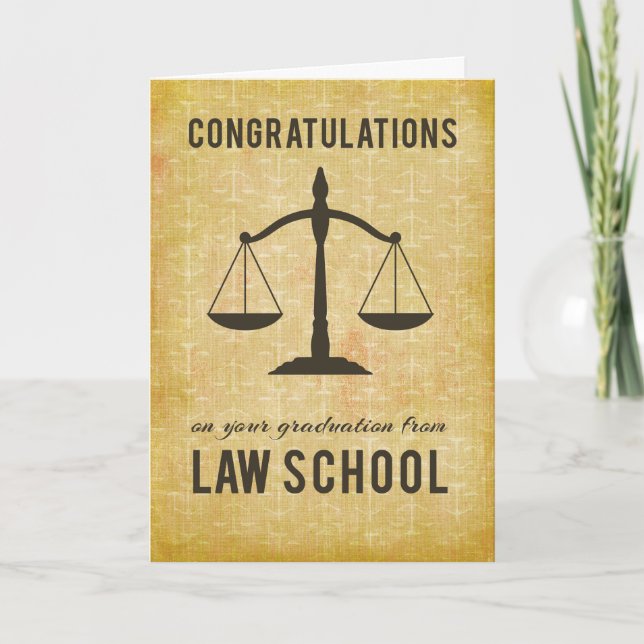 Law School Graduation Congratulations Scale of Jus Card (Front)