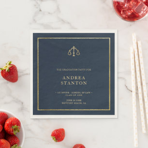 Law School Graduation Gold Photo Party Elegant Napkin