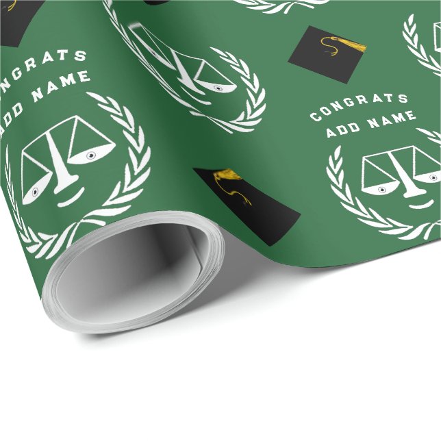Law School Graduation Green Wrapping Paper (Roll Corner)