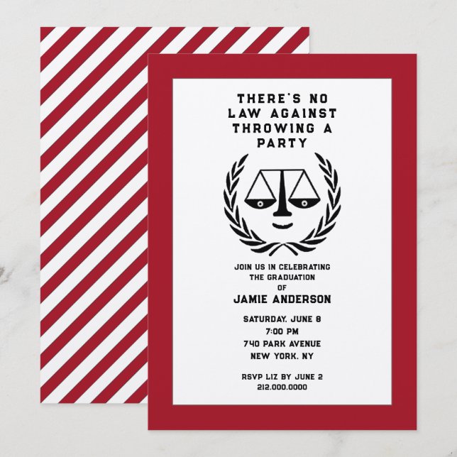 Law School Graduation Invitation (Front/Back)