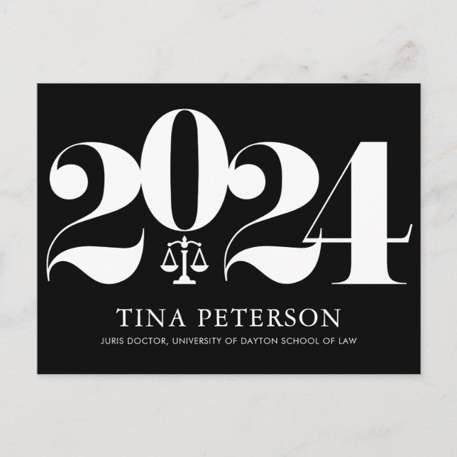 Law School Graduation Invitation Postcard (Front)