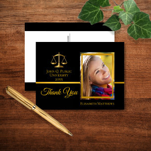 Law School Graduation Name Photo Thank You Postcard