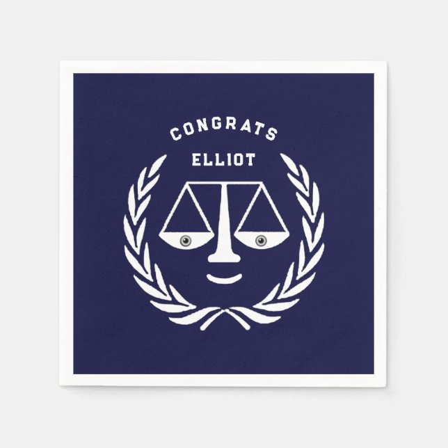 Law School Graduation Navy Blue Napkin (Front)