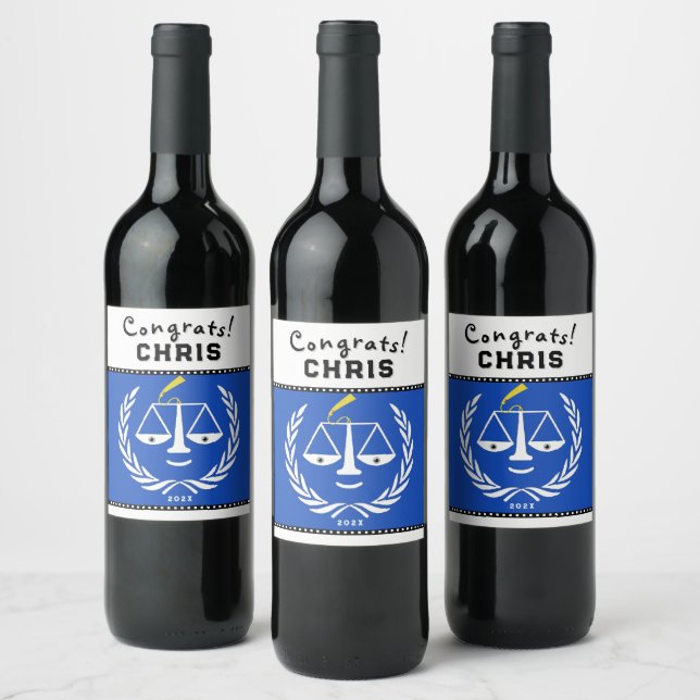 Law School Graduation Party Gift Wine Label (Bottles)