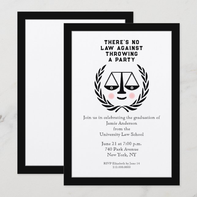 Law School Graduation Party Invitation (Front/Back)