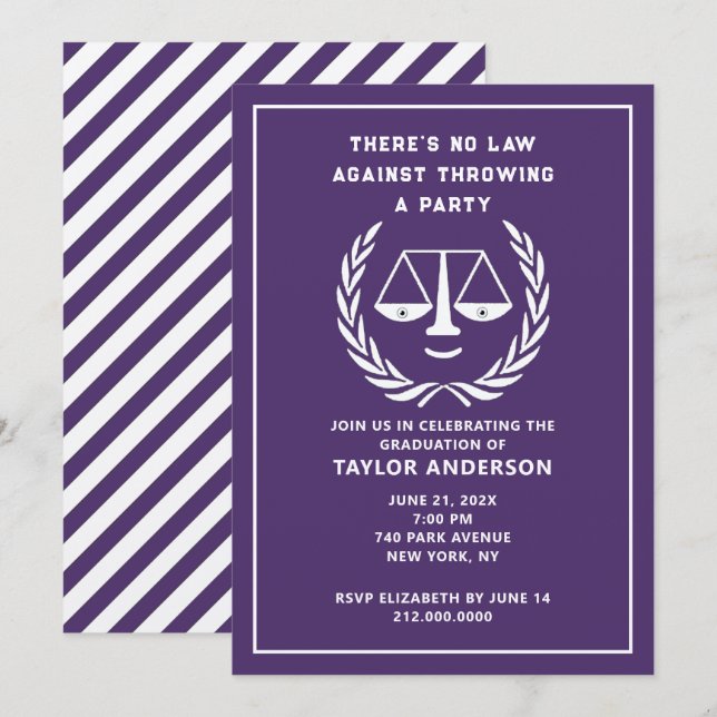 Law School Graduation Party Invitation (Front/Back)