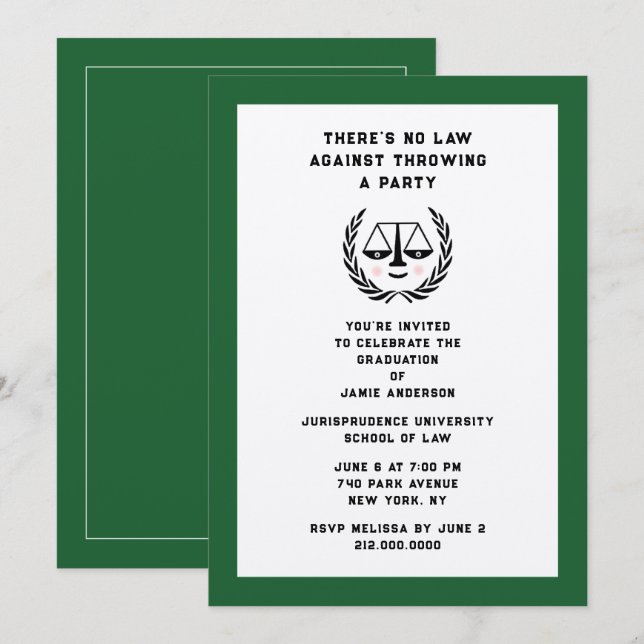 Law School Graduation Party Invitation (Front/Back)