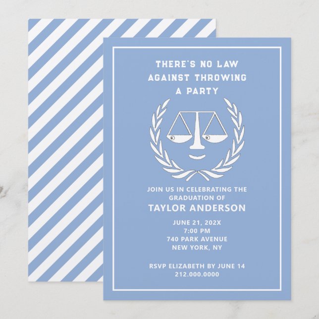 Law School Graduation Party Invitation (Front/Back)
