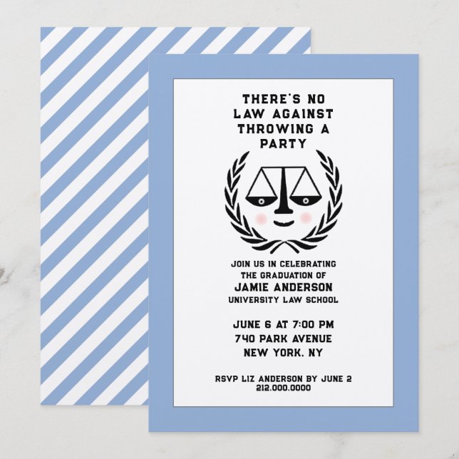 Law School Graduation Party Invitation (Front/Back)