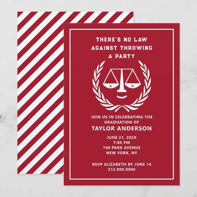 Law School Graduation Party Invitation (Front/Back)