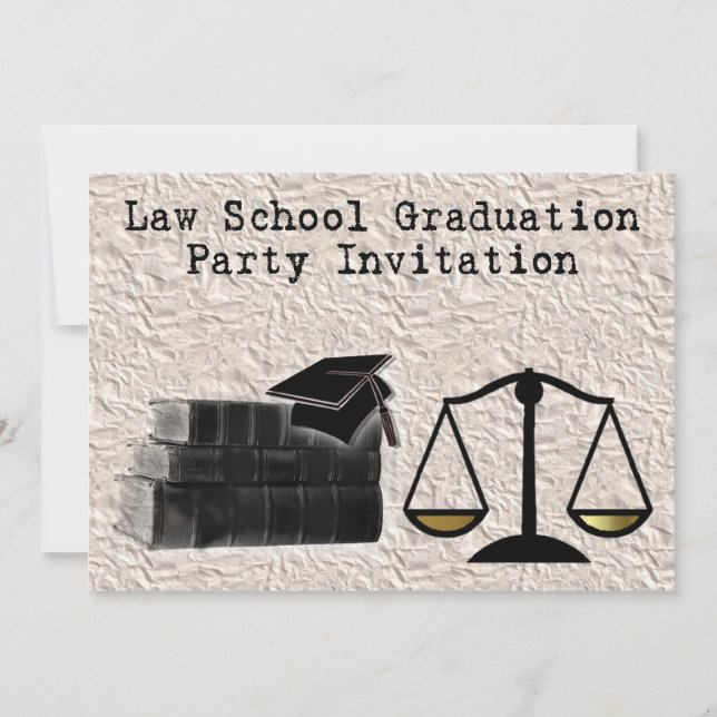 Law School Graduation Party Invitation scales book (Front)
