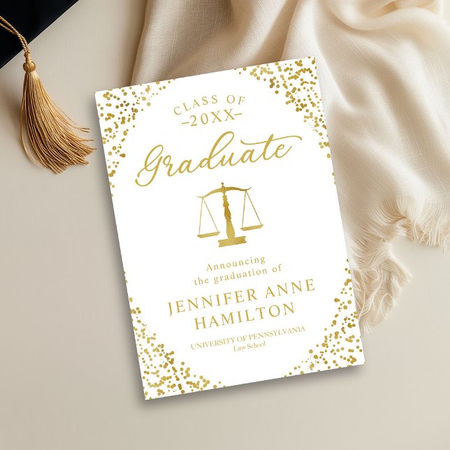 Law School Graduation Photo Announcement White (Creator Uploaded)