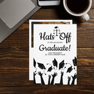 Law School Hats Off Grad Photo Graduation Party Invitation