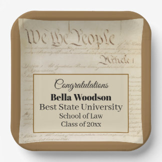 Law School Lawyer Paralegal Graduate Constitution Paper Plate