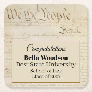 Law School Lawyer Paralegal Graduate Constitution Square Paper Coaster