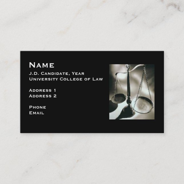 Law Student Business Card 3 (Front)