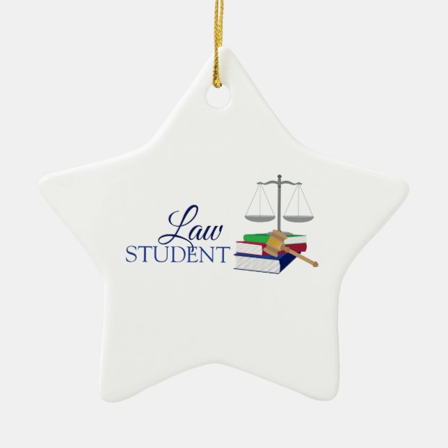 Law Student Ceramic Tree Decoration (Front)