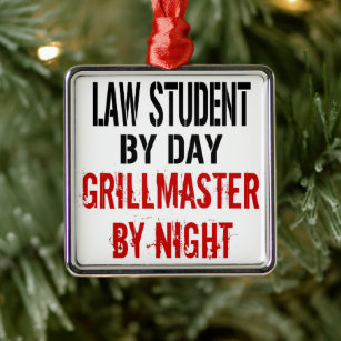 Law Student Loves Grilling Metal Tree Decoration