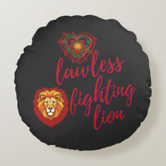 Lawless fighting lion round cushion