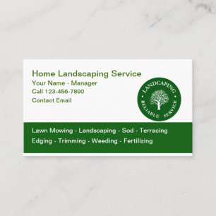 Lawn And Landscaping Service Business Cards