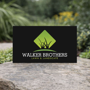 Lawn and Landscaping Services Green Grass Logo Business Card