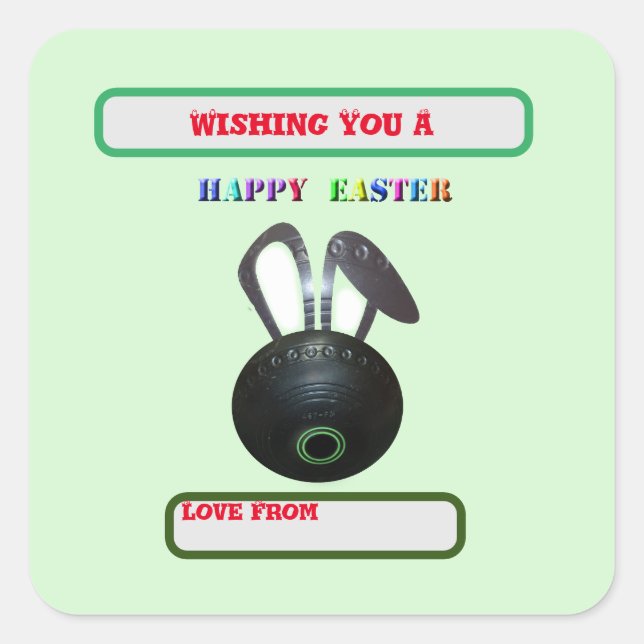 Lawn Bowl Easter Bunny, Easter  Square Sticker (Front)