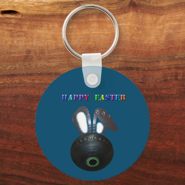 Lawn Bowl Easter Bunny,  Keyring (Front)