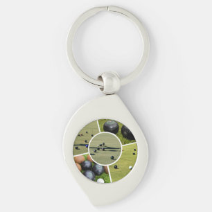 Lawn Bowl Five Picture Photo Collage Metal Keyring