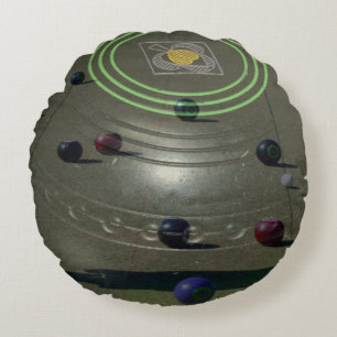 Lawn Bowl With Lawnbowls Image Round Cushion. Round Cushion