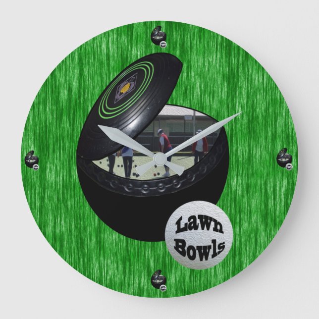 Lawn Bowlers In A Lawn Bowl,    Large Clock (Front)