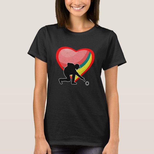 Lawn Bowling Heart Sport Love Anti Valentines Day T-Shirt (Front)