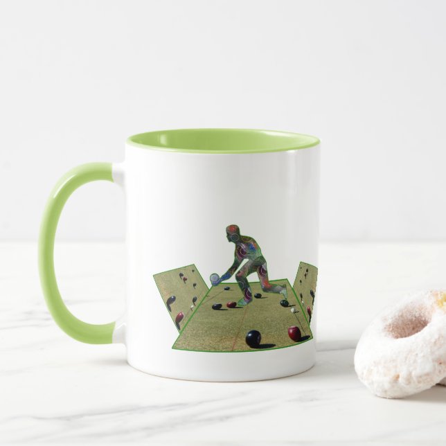 Lawn Bowling The Dimensional Way, Mug (With Donut)