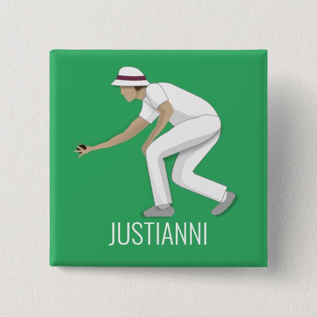 Lawn Bowls 15 Cm Square Badge (Front)