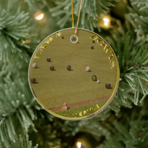 Lawn Bowls 2024 Golden Coin, Ceramic Tree Decoration