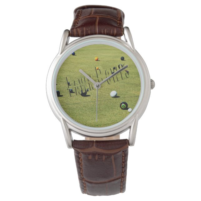 Lawn Bowls Action And Logo, Watch (Front)