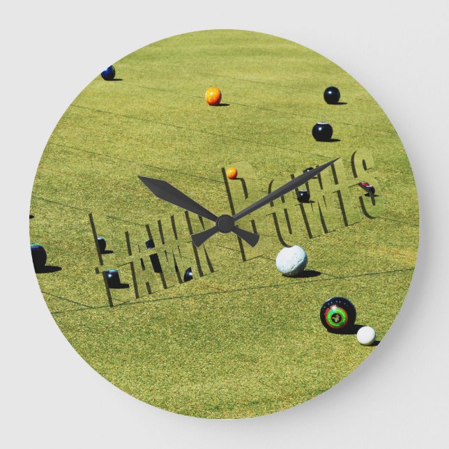 Lawn Bowls Action Logo Large Wall Clock (Front)