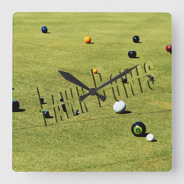 Lawn Bowls Action Logo Square Wall Clock (Front)