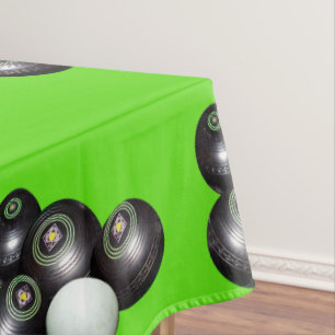 Lawn Bowls And Kitty On Green, Tablecloth