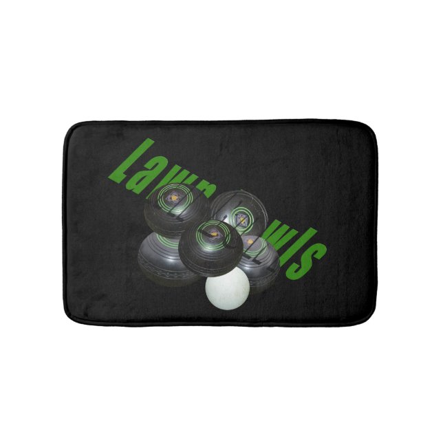 Lawn Bowls And Logo, Bath Mat (Front)