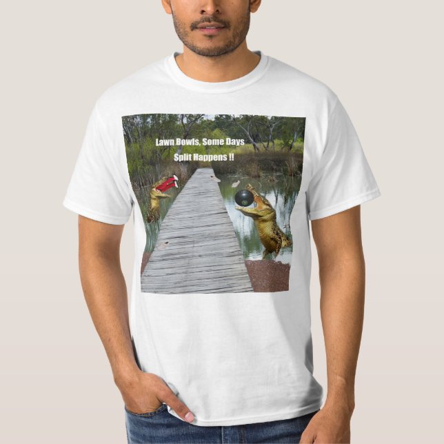 Lawn Bowls Australia Split Happens, Mens Value Tee (Front)