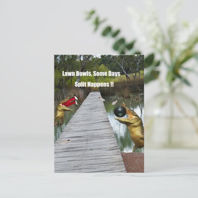 Lawn Bowls Australia Split Happens, Postcard (Standing Front)