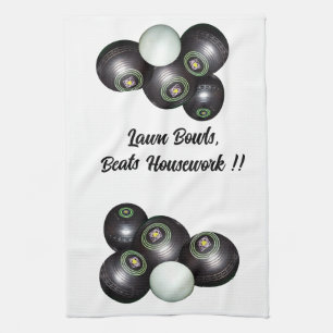 Lawn Bowls Beats Housework Funny, Dish Towel