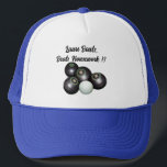 Lawn Bowls Beats Housework Funny, Truckers Hat<br><div class="desc">Pictured are four lawn bowls with a jack,  and words lawn bowls beats housework !!.</div>