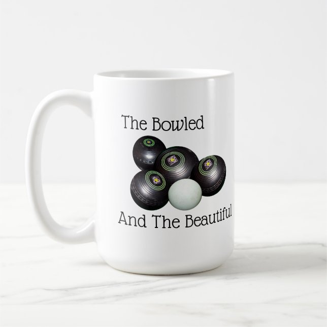 Lawn Bowls Bowled Beautiful Logo, Coffee Mug (Left)