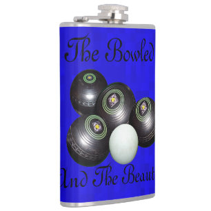 Lawn Bowls Bowled Beautiful Logo, Hip Flask