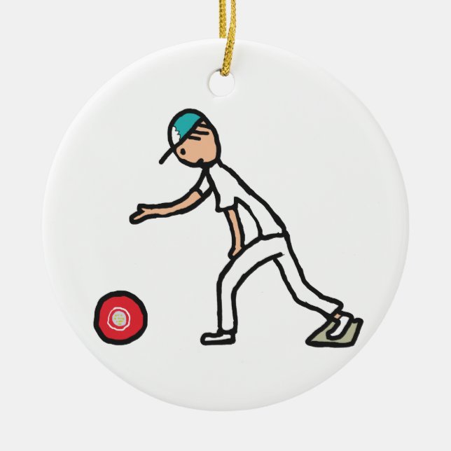 Lawn Bowls Ceramic Tree Decoration (Front)