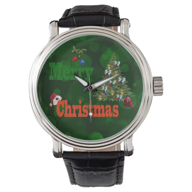 Lawn Bowls, Christmas Mens Leather Watch (Front)