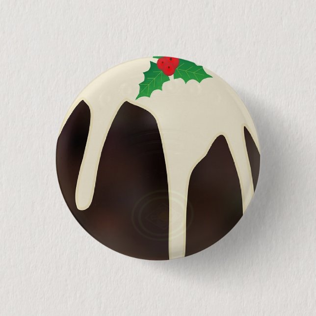 Lawn Bowls Christmas Pudding, 3 Cm Round Badge (Front)